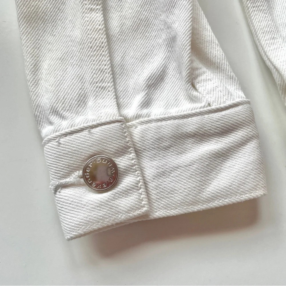 Alexander Wang Sleeve Tie Shorts Denim Skirt Carpenter, White, Size 27 - Picture 12 of 13